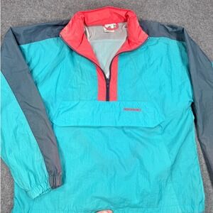 Vintage Performance Cycling Windbreaker Teal Colorblock Pullover Small